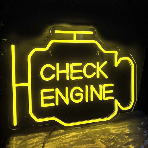 LED Neon Sign Check Engine Neon Sign Led Light Auto Room Garage Repair Shop Decoração de parede Bar Party Club Lâmpada de atmosfera luminosa USB Power YQ240126