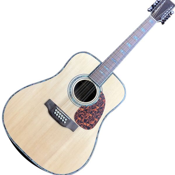 Kostenloser Versand hochwertige 41-Zoll-Akustikgitarre mit 12 Saiten aus massiver Zedernfichte und Boden und Zargen aus Palisander