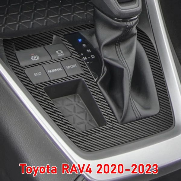 Película protetora para interior do carro, caixa de engrenagens, adesivo de fibra de carbono, preto, para toyota rav4 2020-2023