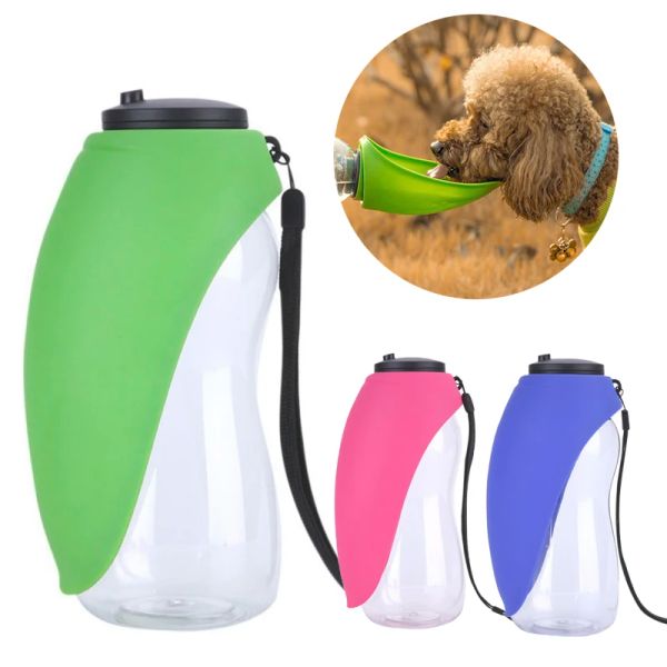 Nummer 680 ml tragbare Haustier-Wasserflasche für Hunde, weiches Silikon, Blatt-Design, Reise-Hundenapf für Welpen, Katzen, Trinken im Freien, Haustier-Wasserspender