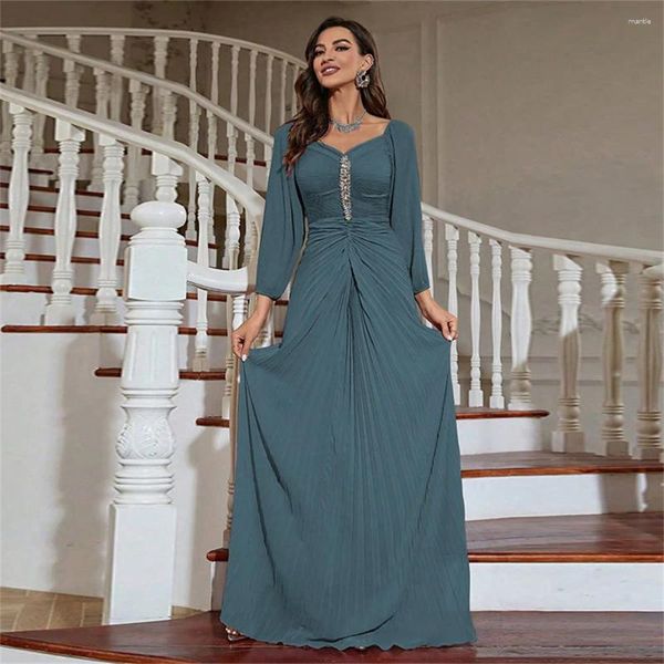 Roupas étnicas Eid 2024 Mulheres Muçulmanas Vestido de Festa Abaya Dubai Kaftans Noite Vestidos Plissados Marrocos Islam Robe Femme Musulmane Vestidos