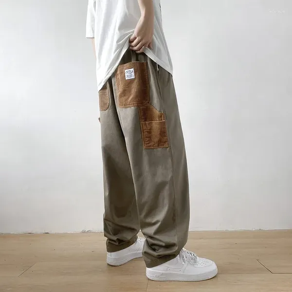 Männer Hosen Casual Männer Einfache Patchwork Koreanischen Stil Modische Alle-spiel Gerade Baggy Männer Harajuku Hosen Freizeit Streetwear