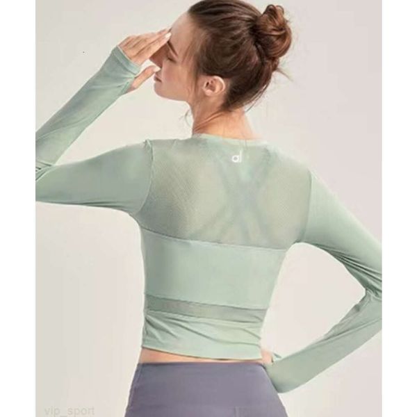 al Camicia da donna Yoga Manica lunga Autunno Sport Modellatura Vita stretta Fitness Slim T-shirt Abbigliamento sportivo Canottiera da donna S2032 lo1256 moda
