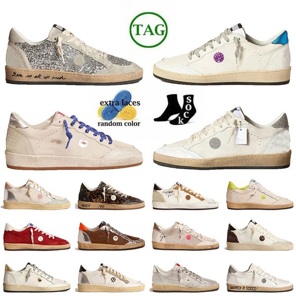 Designer Casual Chaussures Low Top OG Ball Star Femmes Hommes Baskets faites à la main en daim cuir or paillettes mocassins Italie marque baskets argent supérieur vintage basket-ball