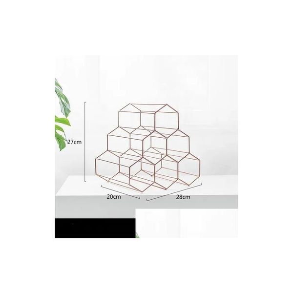 Secchielli per il ghiaccio e dispositivi di raffreddamento Moderno e minimalista Europeo creativo Ferro Portabottiglie Decorazione Soggiorno Home Display Scaffale Lattice Drop Deli Dhbqd