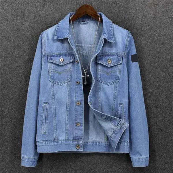 Модное светло-синее джинсовое пальто для мужчин 2023, весна и осень, новый топ большого размера, корейская версия трендового пальто, островная куртка среднего возраста 58 373