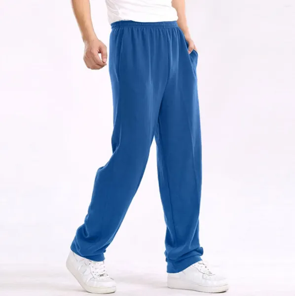 Calças masculinas homens casuais em linha reta cor sólida confortável básico baggy calças primavera outono homem jovem solto esportes jogger tracksuit pant