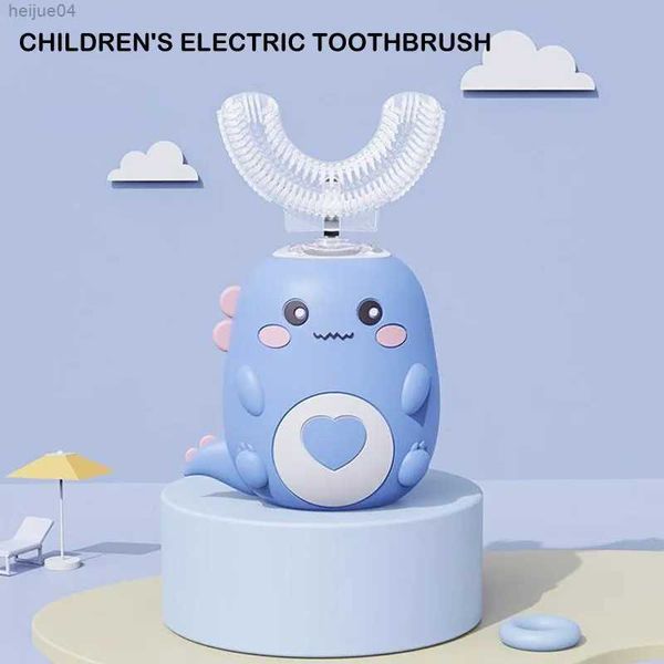 Escova de dentes elétrica infantil, escova de dentes elétrica de qualidade alimentar, silicone oral, 360 graus, carregamento automático, usb, inteligente, em forma de u