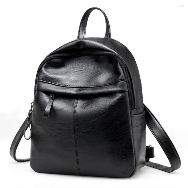 Школьные сумки, стильный женский рюкзак, рюкзак в консервативном стиле, однотонные сумки из искусственной кожи, большие студенческие рюкзаки для отдыха