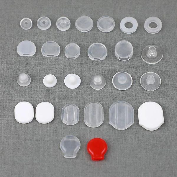 Charme 50 peças branco transparente macio silicone clipe de orelha almofada gancho acessórios diy joias achados brincos conjunto componentes