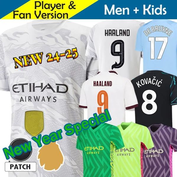 23 24 MaNS CITIeS ManCHestERS Maglie da calcio Speciale Capodanno cinese HAALAND DE BRUYNE 2023 2024 Casa lontano 3 ° portiere Versione giocatore Maglie da calcio Kit per bambini