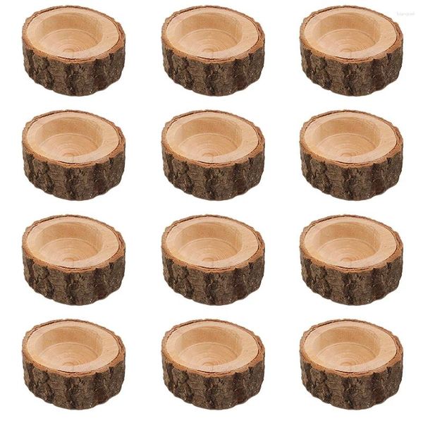 Titulares de velas 12pcs decoração de natal decoração vintage Candlestick Table Stand Stand Tealight Wooden Holder Birthday Gift Wedding