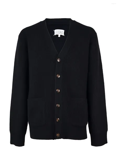 Maglioni da uomo MMSIX Fashion Design Cardigan con bottoni con scollo a V nero per uomo Maglione di lana di alta qualità Tenere al caldo Maglione Capispalla maschile