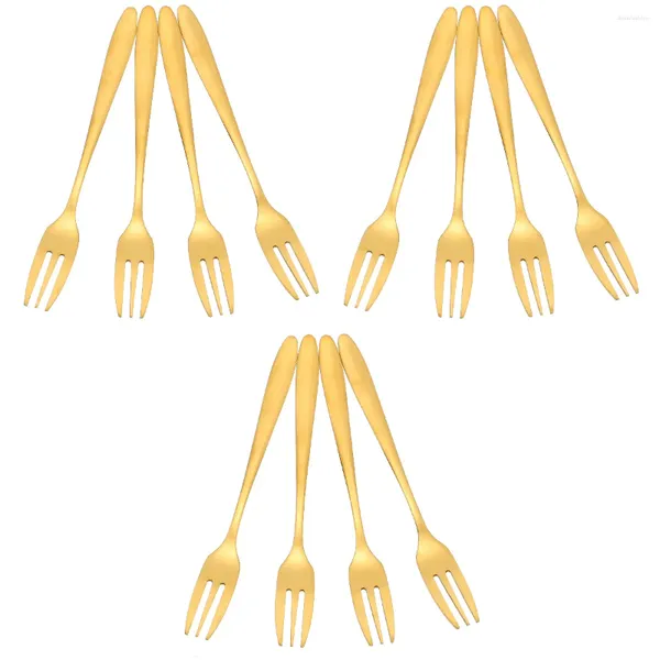 Conjuntos de louça 12 pcs bolo garfo garfos de aço inoxidável faca de frutas e utensílios de mesa de metal escolhe três dentes aperitivo