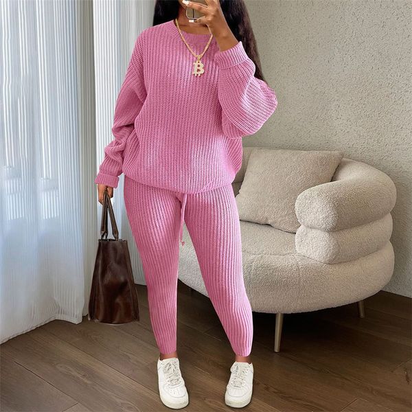 Designer de malha tracksuits duas peças conjunto mulheres plus size 4xl 5xl outono inverno sweatsuits manga longa tricô camisola calças primavera outfits atacado roupas 10603