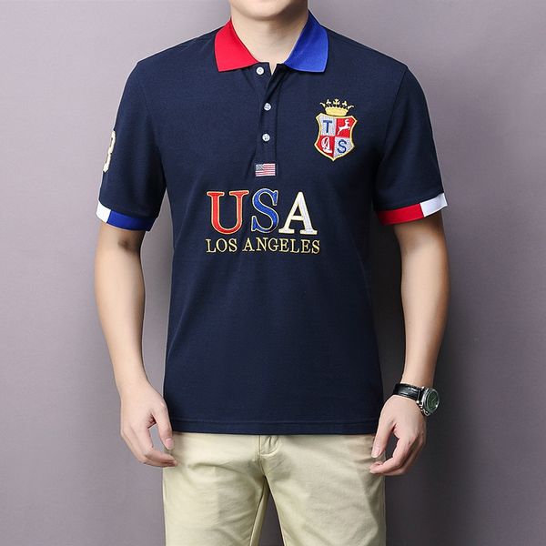 Men Classic Polos рубашка Big Horse Вышивка Paris Dubai Milan Rome London Chicago New York Cotton Casual футболки Polos Tops Size S-6xl.