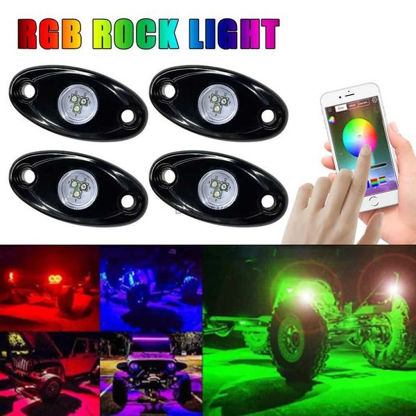 Sinal de néon LED 10-30V RGB Luzes de música rock Universal 4/8pcs LED Underbody Neon Atmosfera Lâmpadas Acessórios para carro Controle de aplicativo Bluetooth YQ240126