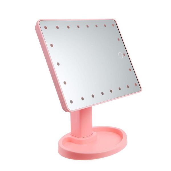 Espelhos compactos Novo espelho de maquiagem de tela de toque de rotação de 360 graus com 16 / 22 luzes LED Mesa de vaidade profissional Desktop Make Up Drop Otbur