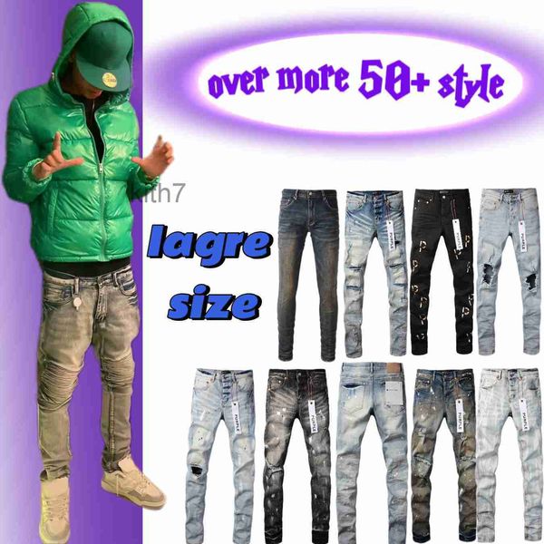 Jeans viola firmati uomo donna uomo slim fit denim lettera stampa pantaloni strappati uomo streetwear pantaloni di grandi dimensioni UZG2