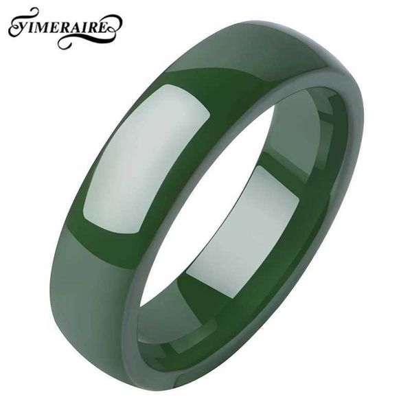 Anelli a fascia Anello in ceramica all'ingrosso Verde liscio sano Non sbiadisce 6 mm per gioielli da donna Fidanzamento di nozze Regali di compleanno 240125