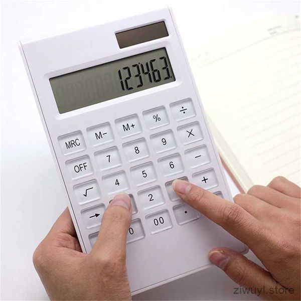 Calculadoras 12 dígitos tela grande calculadora de mesa solar e bateria dupla energia cristal botão calculadora ultra fino para estudante