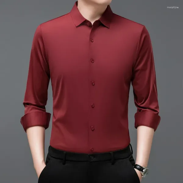 Erkekler Elbise Gömlek Lüks Orijinal Ürünler Gömlek 2024 DOĞRU RENK BAHAR DİĞER BAĞLANTILIK İş İşi Kırışıklıksız Ütü Uzun Kollu Üst