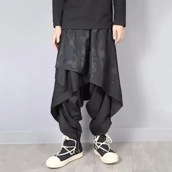 Männer Hosen 2024 Mode Persönlichkeit Einfarbig Dark Casual Lose Breite Bein Unisex Stil Doppel-Schicht Unregelmäßigen Rock für Männer