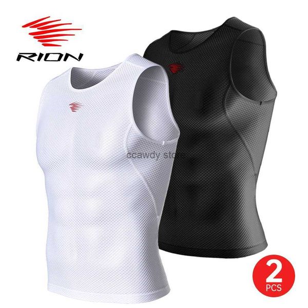 RION Canotta da uomo Canotta Fitness Confezione da 2 Compressione atletica Sotto lo strato base Gilet sportivo Camicie Musc Sevess Gym WorkoutH24126