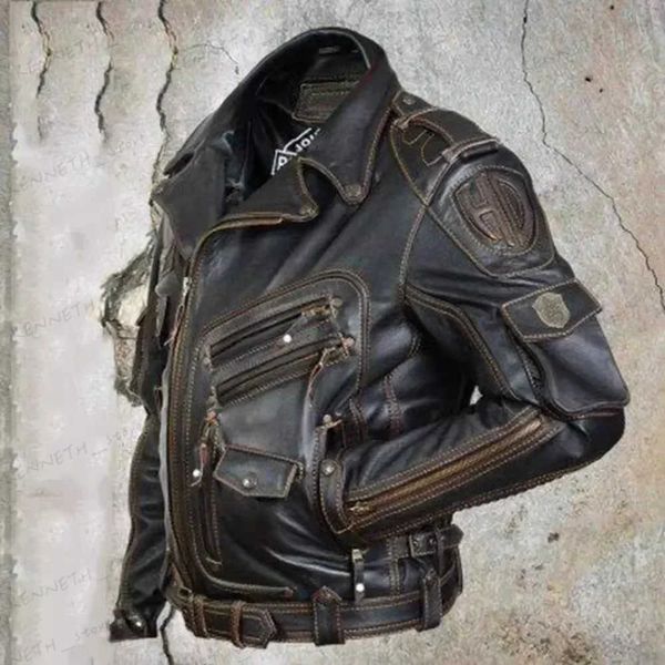 Erkek Ceketler Vintage Evil Dead Şövalye Aynı Biker Fermuar Ceket Ceket Artı Boyut Performans Erkek Deri Ceket Moda Noel Jaqueta T240126