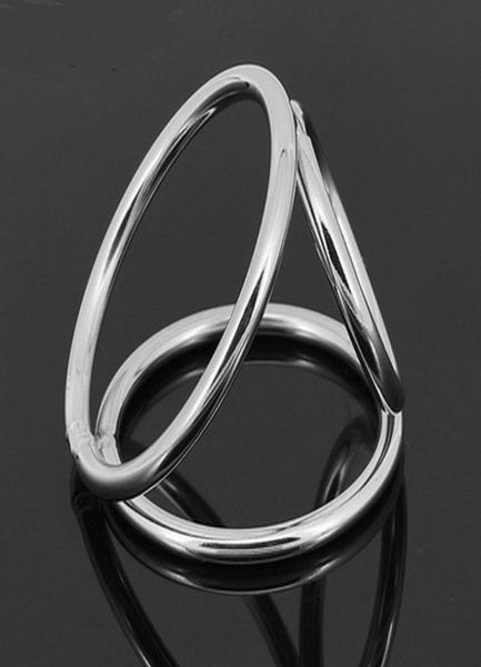 Gaiola peniana de metal, anel peniano de aço inoxidável, hélice tripla, anéis de ejaculação retardada, anel de atraso sexual, brinquedos sexuais adultos para homens 8626575