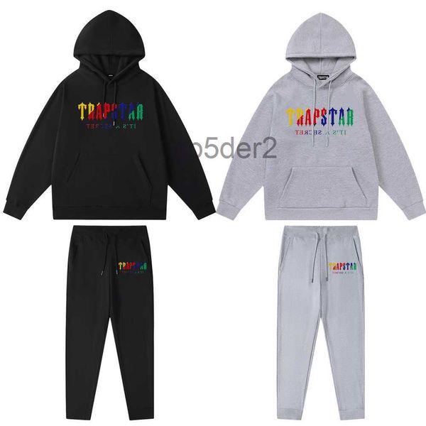 Trapstar Oversized Hoodie Мужской спортивный костюм Дизайнерские рубашки с принтом Letter Роскошный черный и белый серый цвет радуги Летняя спортивная мода Хлопковый шнуровой топ Y96 JJ JJXW