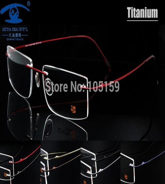 Montatura per occhiali in titanio senza montatura per computer intero Montature per occhiali con memoria da uomo 7 colori Soddisfa 156 161 Occhiali da vista5816630