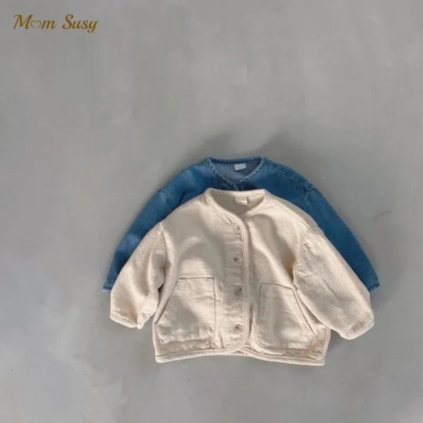 Moda bebek kız pamuk denim ceket bebek toddler çocuk jean ceket çocuk gündelik bahar sonbahar kıyafetleri 17y 240122