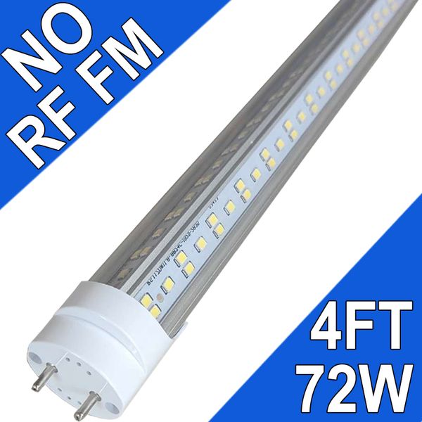 72W 48 inç T8 Floresan Tüp Ampul, 6500K Gün Işığı, 7200 Lümen, G13 Bi-Pin Base Floresan Lamba Değiştirme AC85-277V LED Mağaza Işıkları Workbencks USastock