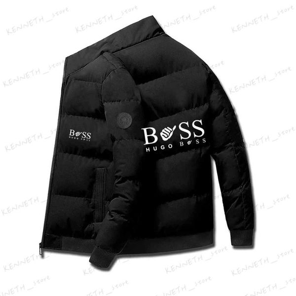 Мужские куртки 2023, новая мужская зимняя куртка с принтом BOS, хлопковый топ с высоким воротником, модная и повседневная мужская куртка T240129