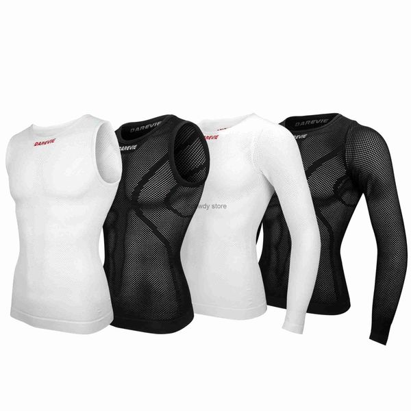 Homens camisetas Darevie Ciclismo Jersey Seamss Compressão Apertada Camisa de Ciclismo Masculina Breathab Alta Elástica Ciclismo Colete Homem Ciclismo RoupasH24126