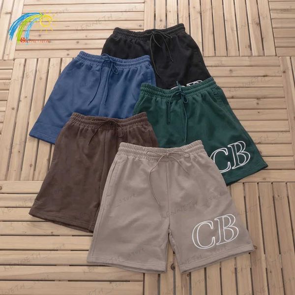 Shorts masculinos 2024 verão simples oco bordado cb calças homens mulheres algodão cordão cáqui marrom verde cole buxton shorts com tags t240126