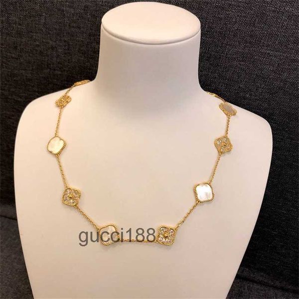 Collana con 10 diamanti Collana classica con trifoglio alla moda Collana in agata placcata in oro rosa 18 carati con ciondolo in argento per donna Ragazza Gioielli di fidanzamento Gif MN1 5NEC 5NEC