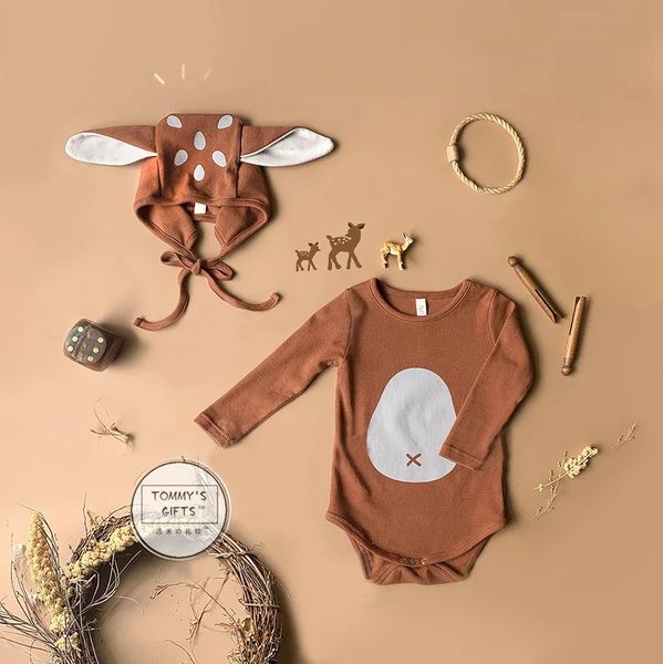 9406 geboren Kleidung Cartoon Baby Body Kreative Fawn Infant Dreieck ClimbingClothes Baby Jungen Kleidung Mädchen Onesies 240119