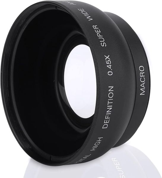 Lente macro grande angular 0,45X Ampliação 2X 49mm 52mm 55mm 58mm 62mm 67mm 72mm com lentes rosqueadas para câmeras Canon Nikon Sony Pentax DSLR