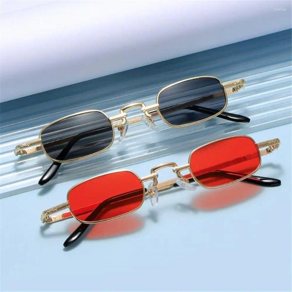 Óculos de sol Retro Candy Color Metal Frame Punk Sun Óculos Pequeno Retângulo UV400 Proteção Shades