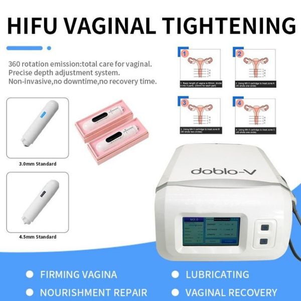 Máquina de aperto vaginal hifu portátil com cartucho de 3.0mm 4.5mm, mulheres mais quentes usam vagina apertada não invasiva hifu358