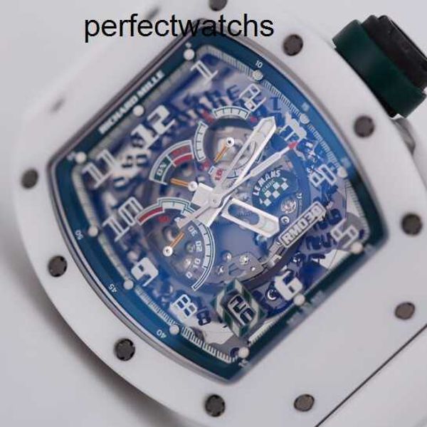 Relógio masculino RM Relógio de pulso Richardmiille Relógio de pulso RM030 Relógio mecânico automático branco cerâmica masculina máquinas automáticas suíço famoso cronógrafo esportivo de luxo