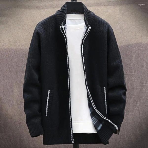 Männer Jacken Winter Männer Mantel Stehkragen Einfarbig Dicke Oberbekleidung Strickjacke Zipper Casual Lose Alle Match Jacke Für arbeit