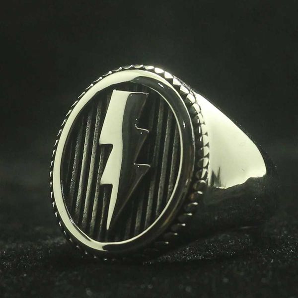 Anelli a fascia Uomo Ragazzi Acciaio inossidabile 316L Cool Lightning Fashion Ring Novità 240125