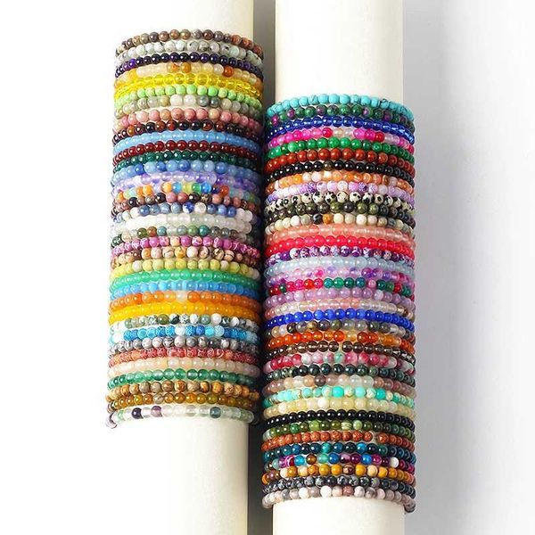 Armreif 4 mm Mini-Katzenaugen-Stein-Perlenarmbänder für Frauen, Reiki-Energie, Naturstein, elastisches Paar-Armband, Opal-Quarz-Schmuck, Pulsera 240125