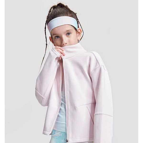 Lu Детская куртка для йоги с длинными рукавами для девочек, дышащее пальто на молнии, флисовое детское спортивное пальто для фитнеса для девочек, сохраняющее тепло ll1120