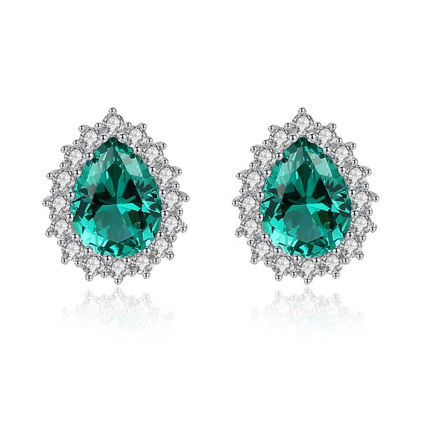 Orecchini per borchie gemma per gocce d'acqua S925 Silver Emerald Sapphire Orecchini di marca di lusso in Europa e Orecchini vintage di High End American Women High End