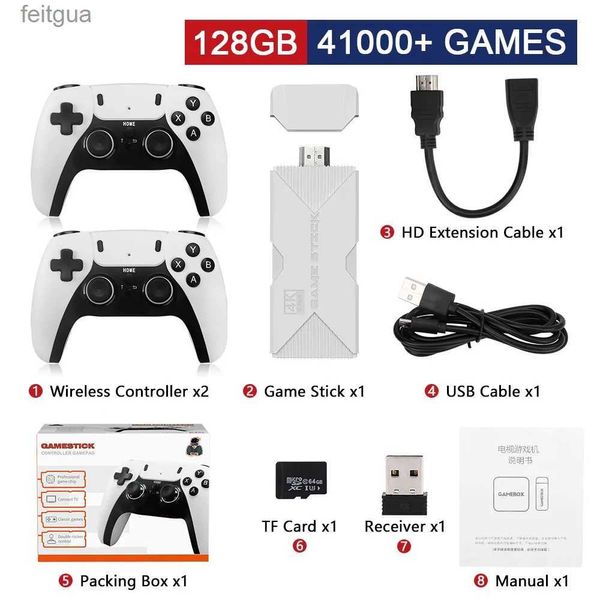 Controladores de jogo Joysticks P5 Pro Video Game Console 2.4g Double Wireless Controller Game Stick 4K 41000 Games 128 GB Y6 Plus Retro Games Boy Christmas Gift YQ240126