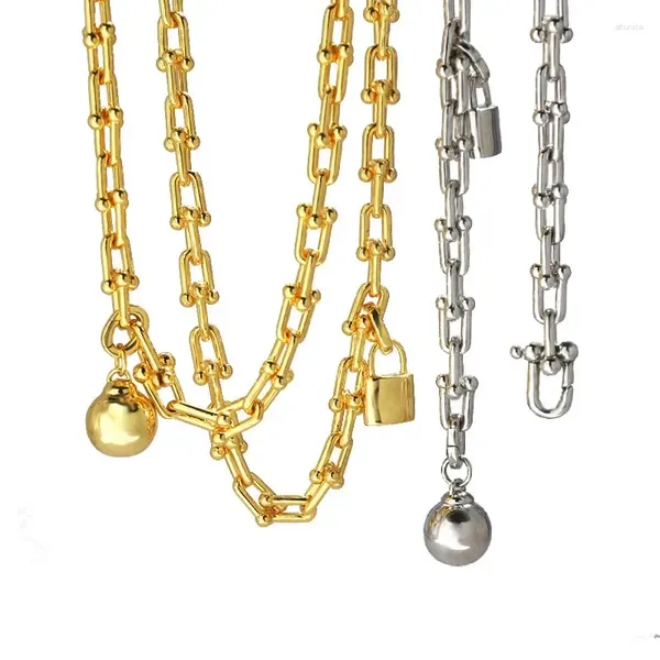 Collane con ciondolo Collana lunga di moda Oro Argento Colore U Bambù Giunto Catena fine Chiusura a sfera Regalo di gioielli da donna di alta qualità